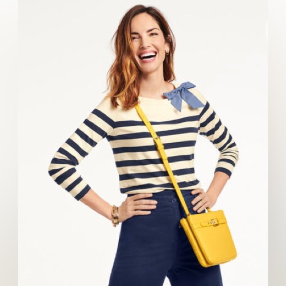 Talbots Chambray Bow Stripe Top